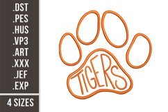Tigers | Animal Paw Print Embroidery Design Product Image 1