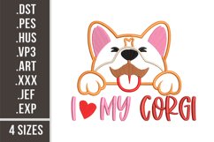 I Love My Corgi | Embroidery Design Product Image 1