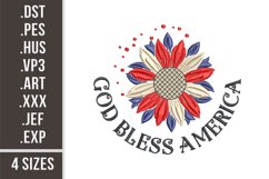 God Bless America Sunflower| Patriotic Embroidery Product Image 1
