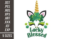 St. Patrick's Day Unicorn | Embroidery Design Product Image 1