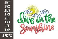 Live In The Sunshine | Summer Quote Embroidery Product Image 1