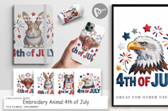 Digital Paper 4th of July Embroidery Animal Product Image 1