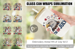 Glass Can 4th of July Embroidery Animal Product Image 1