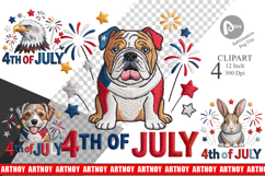 4th of July Embroidery Animal Clipart Product Image 1