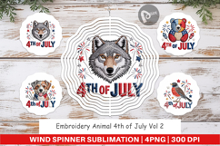 Wind Spinner 4th of July Embroidery Animal Product Image 1