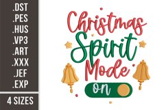 Christmas Spirit Mode On | Embroidery Design Product Image 1