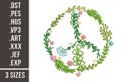 Floral Peace Sign | Embroidery Design Product Image 1
