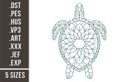 Mandala Turtle | Redwork Embroidery Design Product Image 1
