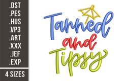 Tanned and Tipsy | Embroidery Design Product Image 1