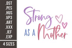 Strong As a Mother | Mom Life Inspirational Embroidery Product Image 1