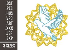Mandala with Flying Dove | Machine Embroidery Design Product Image 1