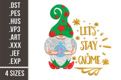 Let's Stay Gnome | Christmas Machine Embroidery Design Product Image 1
