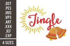 Jingle Bells Christmas 4 sizes | Embroidery Design Product Image 1