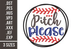 Pitch Please - Baseball| Embroidery Design Product Image 1