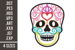 Sugar Skull 4 sizes Embroidery Design Product Image 1