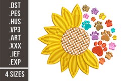 Sunflower With Paws | Embroidery Design Product Image 1