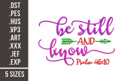 Be Still and Know | Psalm Embroidery Design Product Image 1