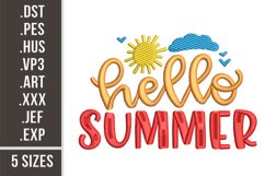 Hello Summer | Vacations Quote Embroidery Product Image 1