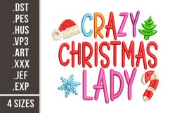 Crazy Christmas Lady | Embroidery Design Product Image 1