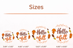 Hello Fall Embroidery Design Autumn Leaves Wreath Product Image 2