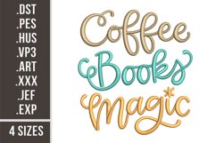 Coffee Books Magic | Embroidery Design 4 sizes Product Image 1