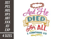 And He Died For All | Embroidery Design Product Image 1