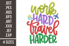 Work Hard Travel Harder | Embroidery Design Product Image 1