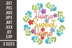 Home Sweet Home | Floral Wreath Embroidery Product Image 1