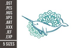 Mandala Narwhal | Animal Embroidery Design Product Image 1