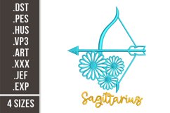 Floral Sagittarius | Zodiac Sign Embroidery Design Product Image 1