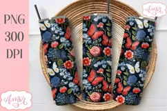 Embroidery floral tumbler wrap PNG for sublimation Product Image 1