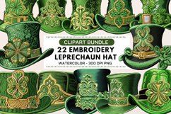 Embroidery Leprechaun Hat Watercolor Clipart Bundle Product Image 1