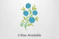 Blue Blossom Leaf Swirl Three Size Embroidery Design Product Image 1