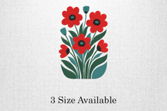 Red Bloom Floral Bunch Three Size Embroidery Design Product Image 1