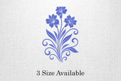 Blue Floral Swirl Leaf Three Size Embroidery Design Product Image 1