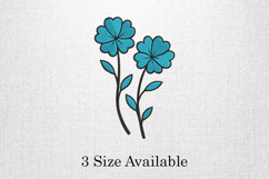 Blue Twin Bloom Floral Three Size Embroidery Design Product Image 1