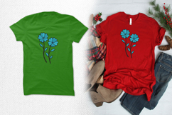 Blue Twin Bloom Floral Three Size Embroidery Design Product Image 2