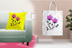 Purple Twin Floral Stem Three Size Embroidery Design Product Image 3