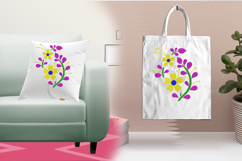 Yellow Purple Floral Stem Embroidery Design Product Image 3