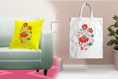 Red Green Vintage Floral Embroidery Design Product Image 3