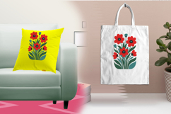 Red Bloom Floral Bunch Three Size Embroidery Design Product Image 3