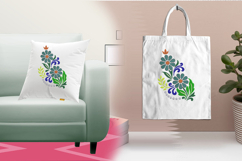 Blue Green Floral Accent Embroidery Design Product Image 3