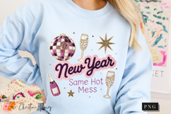 Funny New Year Same Hot Mess PNG Faux Patchwork Product Image 8