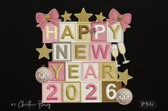 Happy New Year 2026 PNG Faux Patchwork Product Image 4