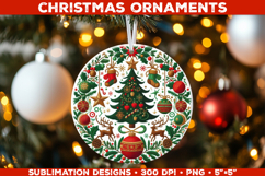 Round Christmas Ornament Design in Embroidery Style Product Image 1