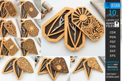 Embroidery Scissors Wooden Cases Laser Cut Bundle | Boho SVG Product Image 1