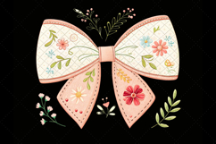 embroidery style bow, coquette bow clipart, textured theme bow, style design art, digital bow design, floral embroidery bow, detailed bow art, embroidery design clipart, coquette bow art, style sublimation design