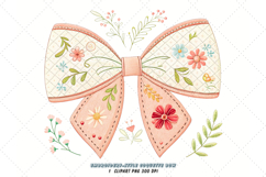 embroidery style bow, coquette bow clipart, textured theme bow, style design art, digital bow design, floral embroidery bow, detailed bow art, embroidery design clipart, coquette bow art, style sublimation design
