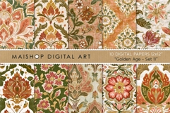 Emerald and Coral Boho Chic Floral Patterns Product Image 1