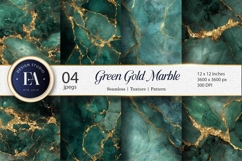Green Marble Stone with Gold Accent Seamless Digital Paper Product Image 1